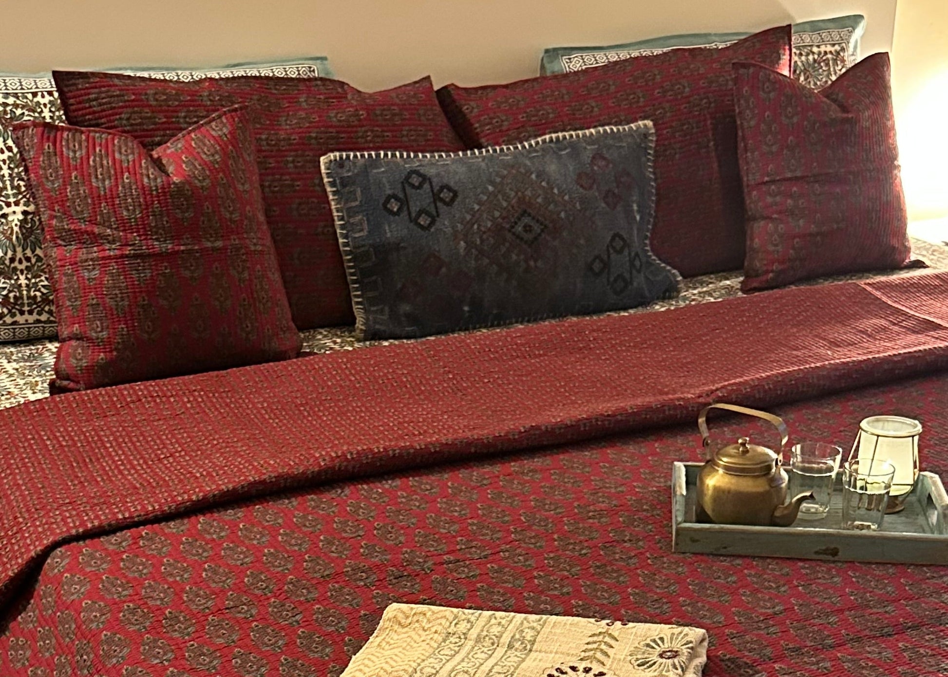 Kilim Denim Accent Throw Pillow Cover