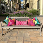 Fuchsia Phulkari Accent Throw Pillow Cover