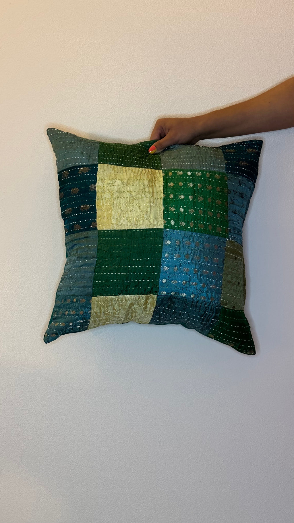 Kantha Mosaic Throw Pillow Cover