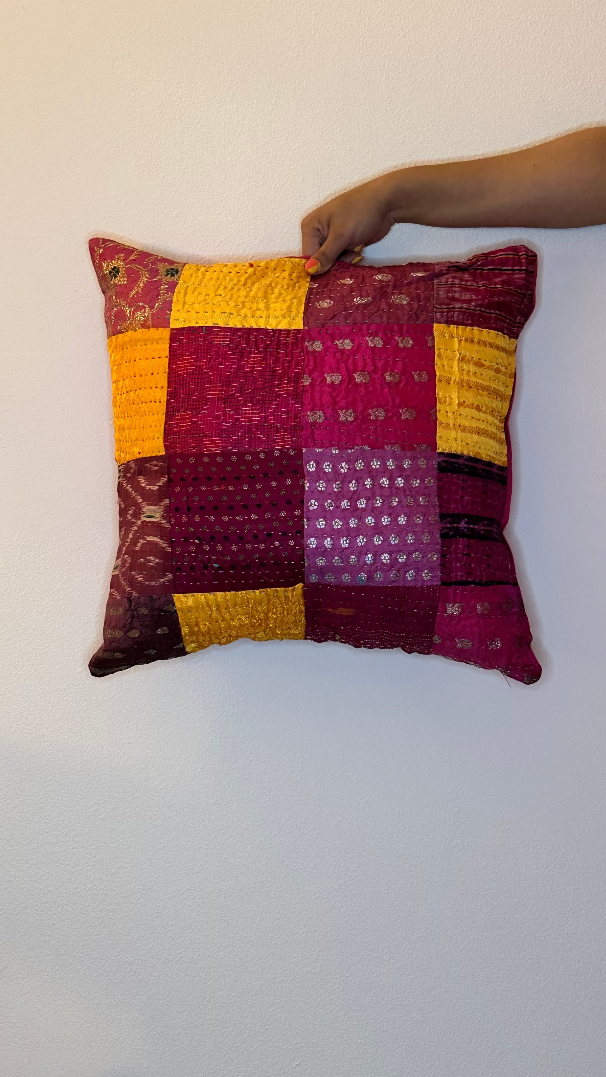 Kantha Mosaic Throw Pillow Cover