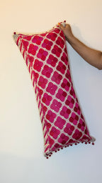 Fuchsia Phulkari Accent Throw Pillow Cover