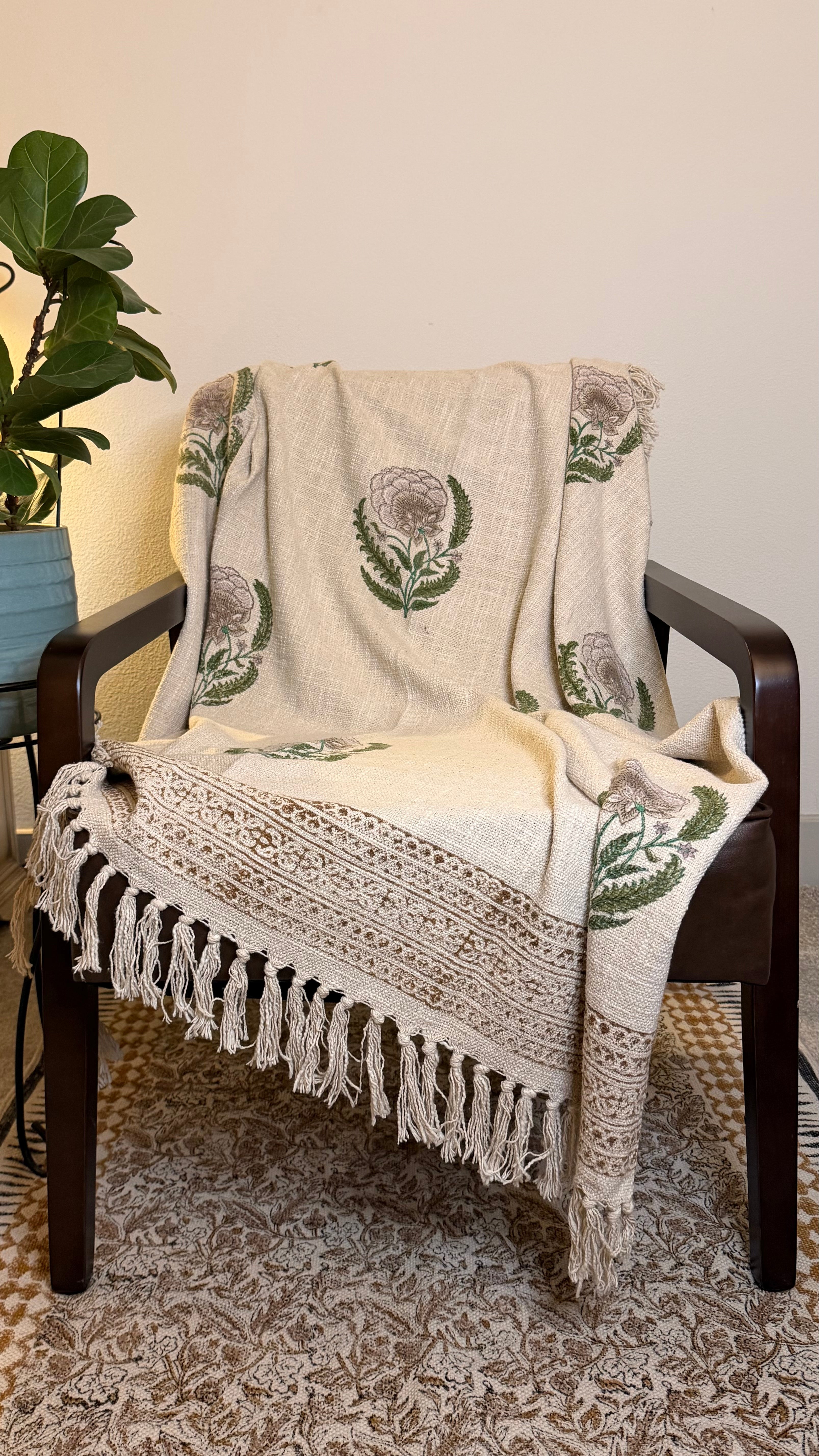 Peony Poise Throw Blanket