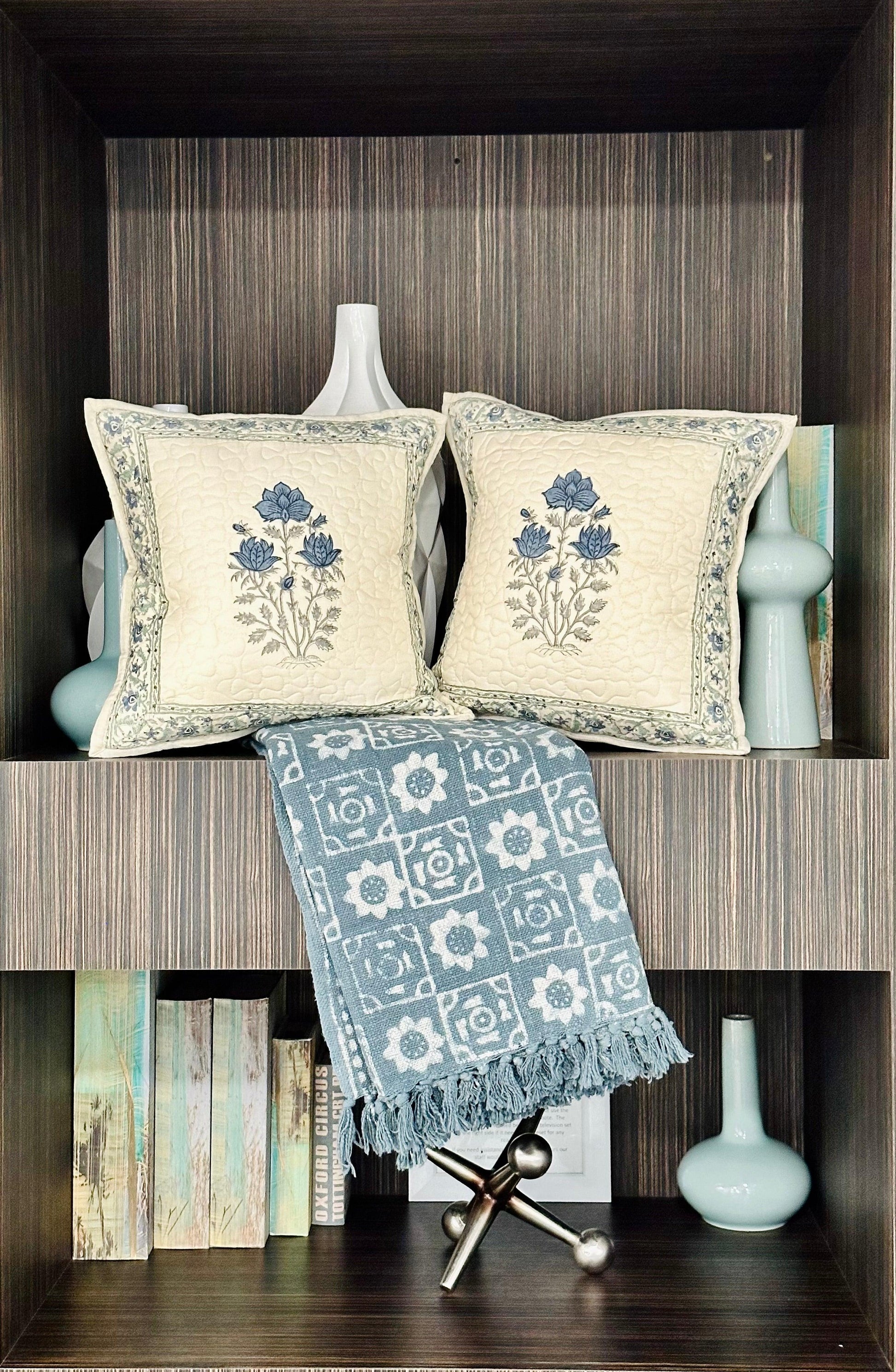 Deep Sea Quilted Throw Pillow Cover