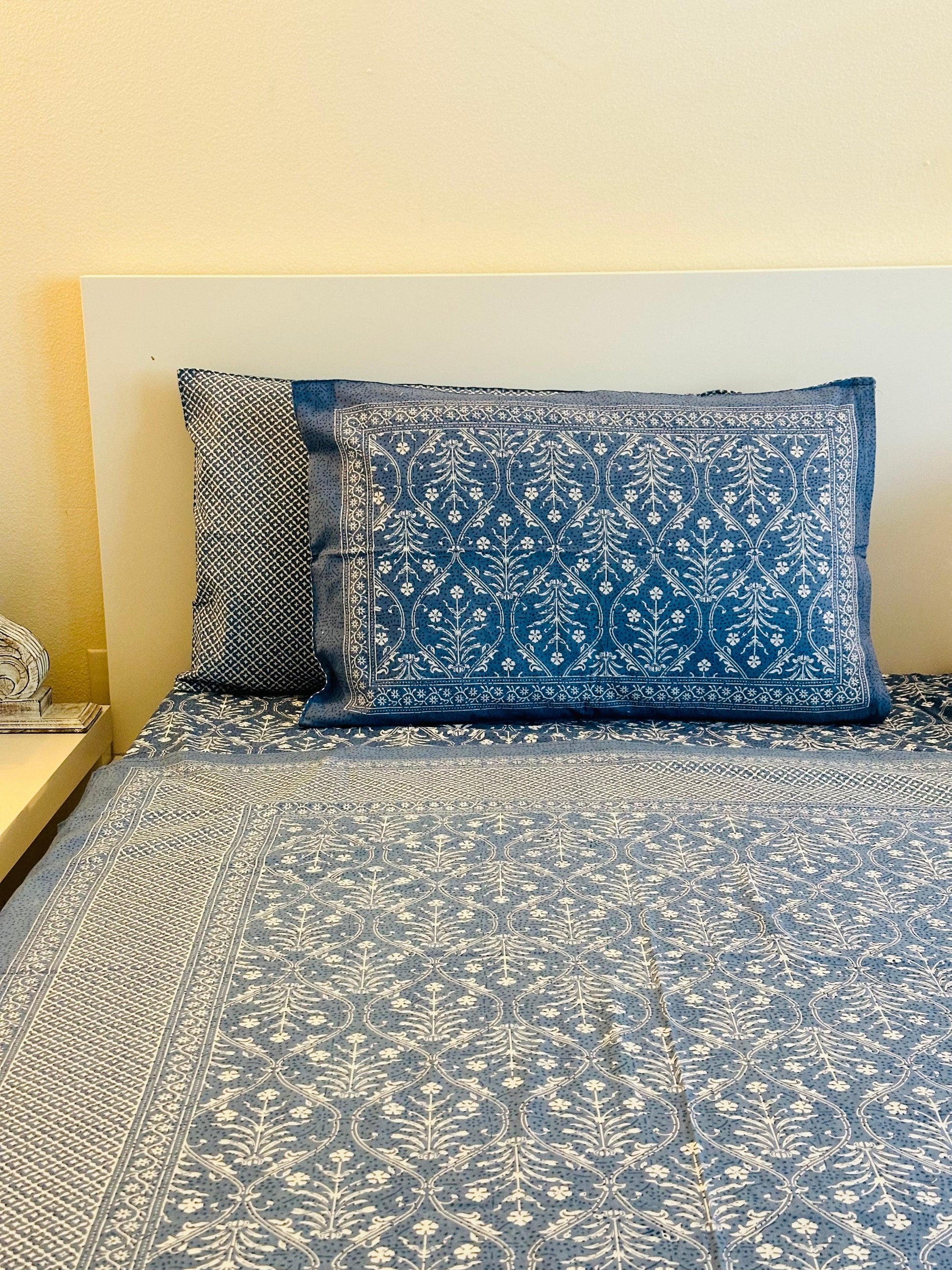 Bagru Print Bedsheet Set - DewDropHues