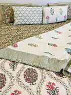 Pomegranate Blossoms Reversible Quilt Set