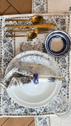 Indigo Cypress Hand-Block Printed Cotton Table Runner Set (13-Piece)