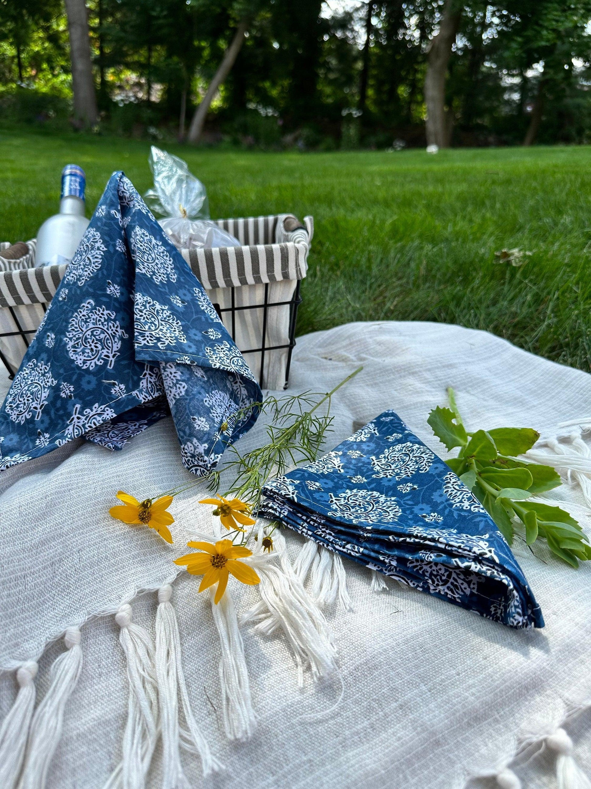 Indigo Beauty Table Napkins, Set of 2 - DewDropHues