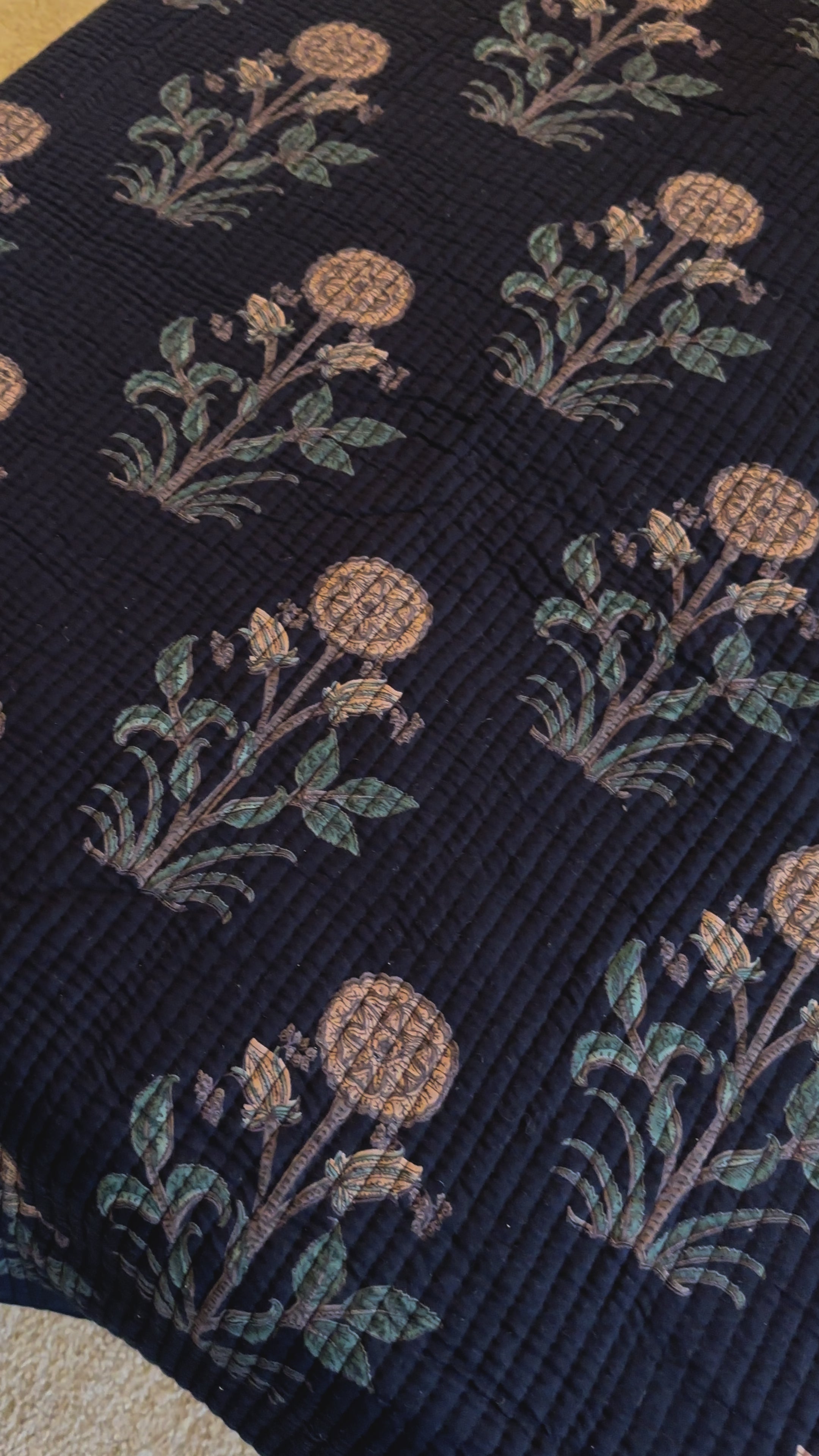 Indigo Ajrakh Quilt Set